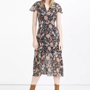 Zara floral capelet dress